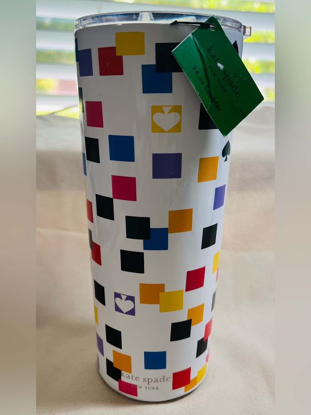 kate spade Stainless Steel Multicolor Tumbler with Spade Motif - 24oz. NWT